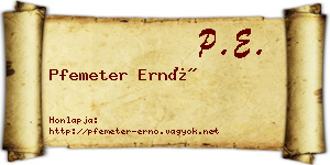 Pfemeter Ernő névjegykártya